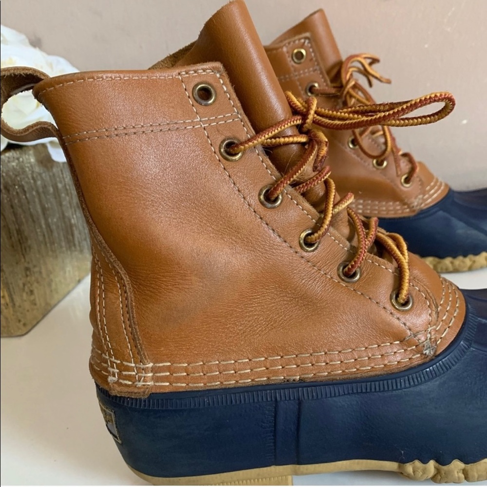 LL Bean Duck Boots Size 6 M Bean Boots Navy Brown